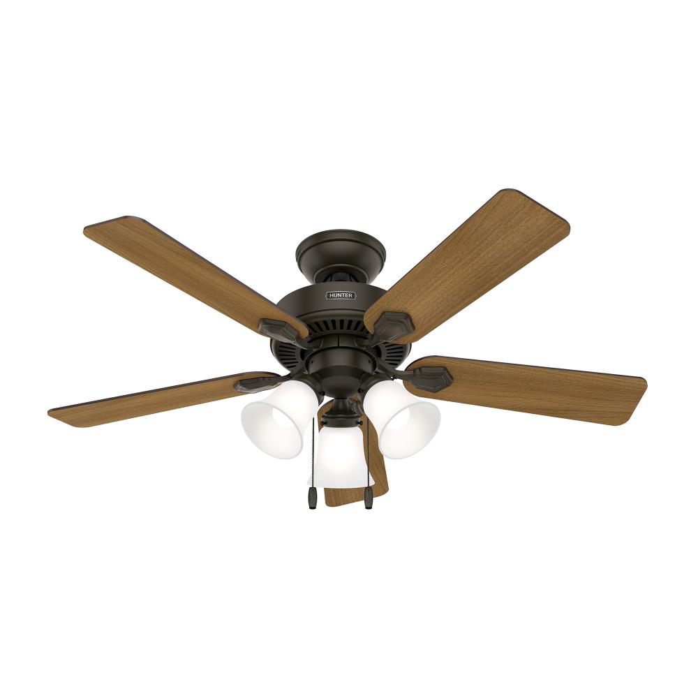 Hunter 44 inch Swanson ENERGY STAR® New Bronze Ceiling Fan with LED Light Kit and Pull Chain