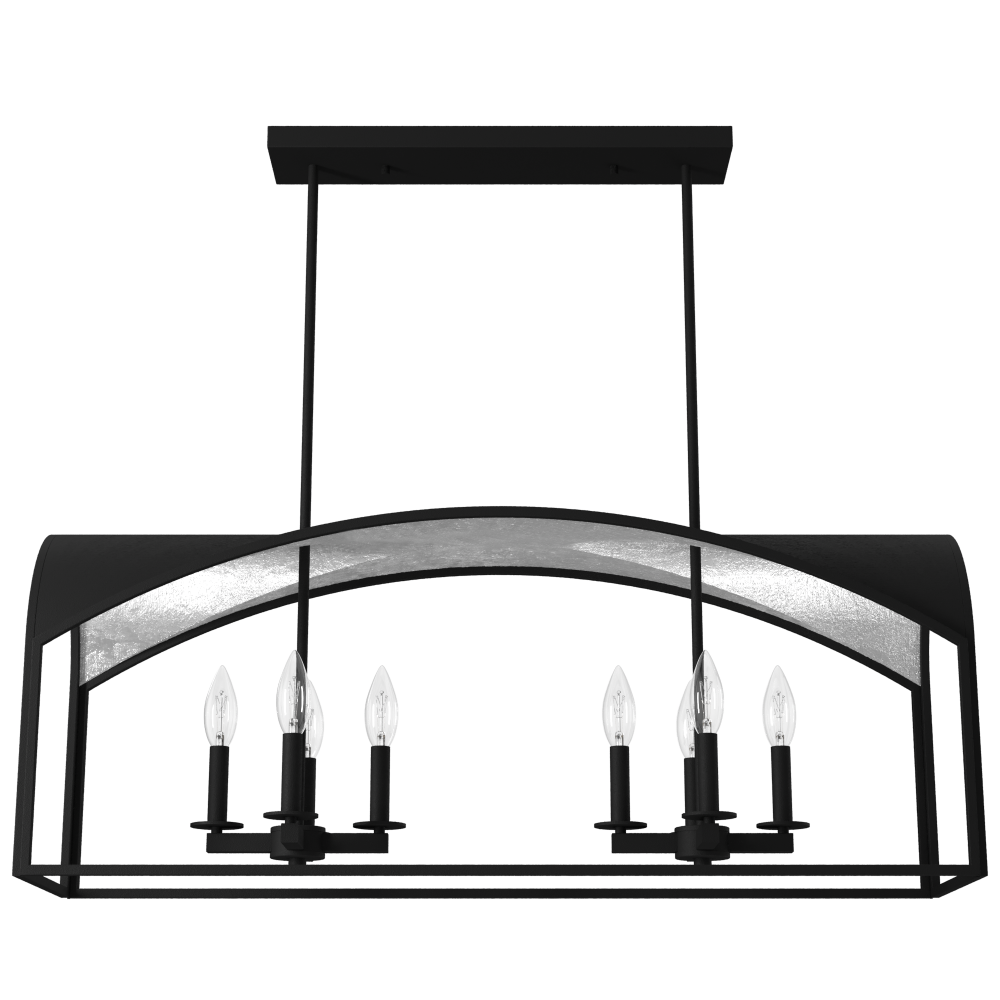 Hunter Dukestown Natural Black Iron and Silver Leaf 8 Light Large Chandelier Ceiling Light Fixture