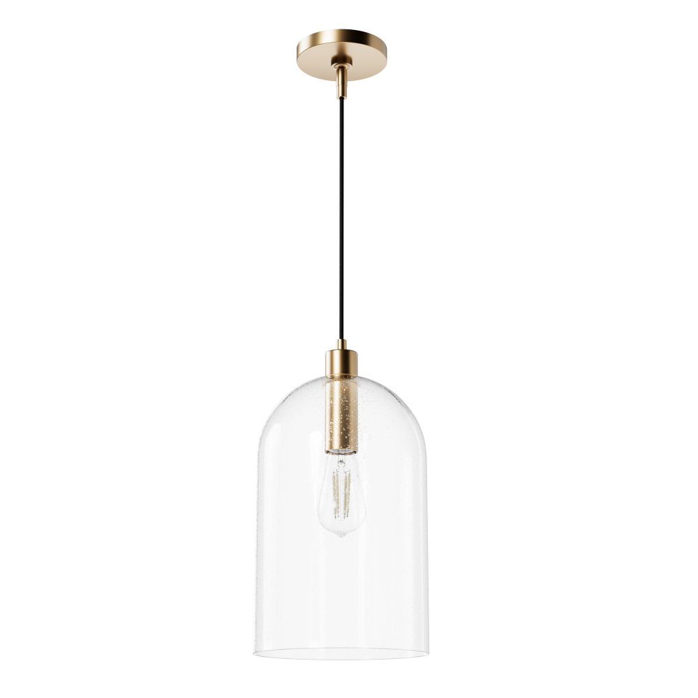 Hunter Lochemeade Alturas Gold with Clear Seeded Glass 1 Light Pendant Ceiling Light Fixture