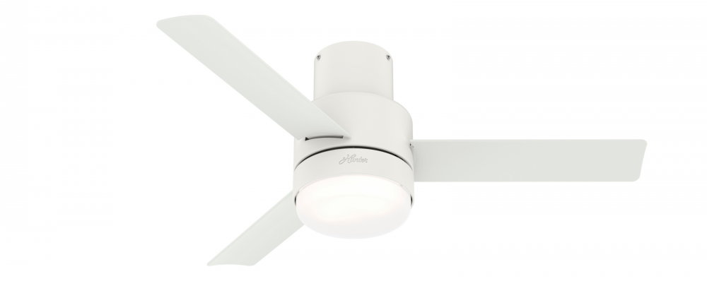 Hunter 44 inch Gilmour Matte White Low Profile Damp Rated Ceiling Fan with LED Light Kit