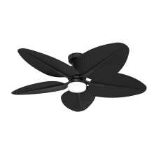 Hunter 53013 - Hunter 52 inch Tropic View Matte Black Damp Rated Ceiling Fan with LED Light Kit and Wall Control