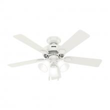 Hunter 52777 - Hunter 44 inch Swanson ENERGY STAR® Fresh White Ceiling Fan with LED Light Kit and Pull Chain