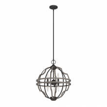 Hunter 19224 - Hunter Stone Creek Noble Bronze and White Washed Oak 6 Light Pendant Ceiling Light Fixture