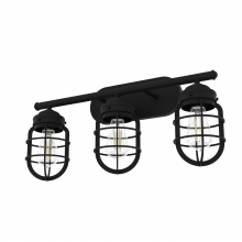 Hunter 19845 - Hunter Starklake Natural Black Iron 3 Light Bathroom Vanity Wall Light Fixture