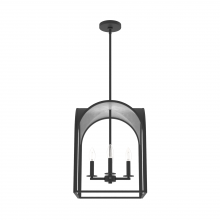 Hunter 19083 - Hunter Dukestown Natural Black Iron and Silver Leaf 4 Light Small Pendant Ceiling Light Fixture