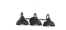 Hunter 48230 - Hunter Mill Valley Matte Black 3 Light Medium Bathroom Vanity Wall Light Fixture