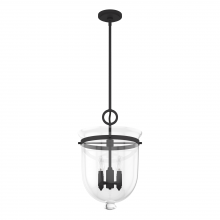 Hunter 19313 - Hunter Belltown Natural Black Iron with Clear Glass 4 Light Pendant Ceiling Light Fixture