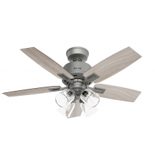 Hunter 52427 - Hunter 44 inch Gatlinburg HunterExpress Matte Silver Ceiling Fan with LED Light Kit