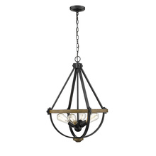 Millennium 2394-MB/WT - Ellijay 4-Light Pendant light Matte Black/Wood Tone