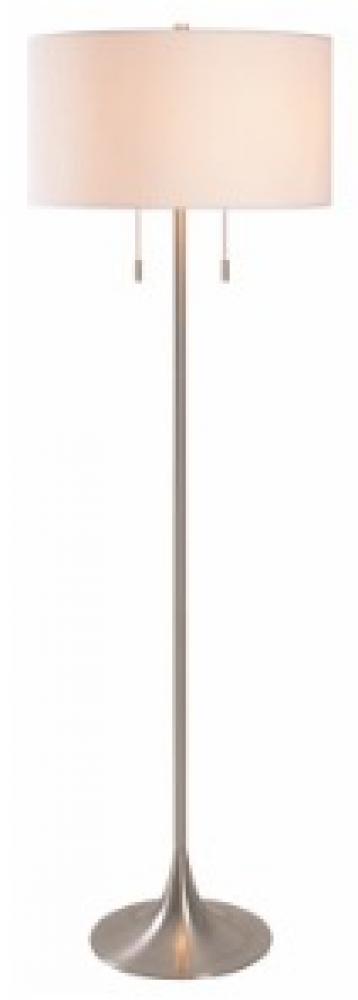 Clara 2 Light Floor Lamp with Gold Finish and White Shade