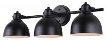 Canarm IVL622A03BK - Polo 25 in. 3 Light Matte Black Vanity with Black Metal Shade