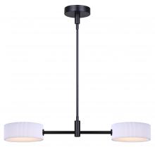 Canarm LPL288A02BK - CARMYNN 2 Light Integrated LED Black Contemporary Pendant with White Fabric Shade