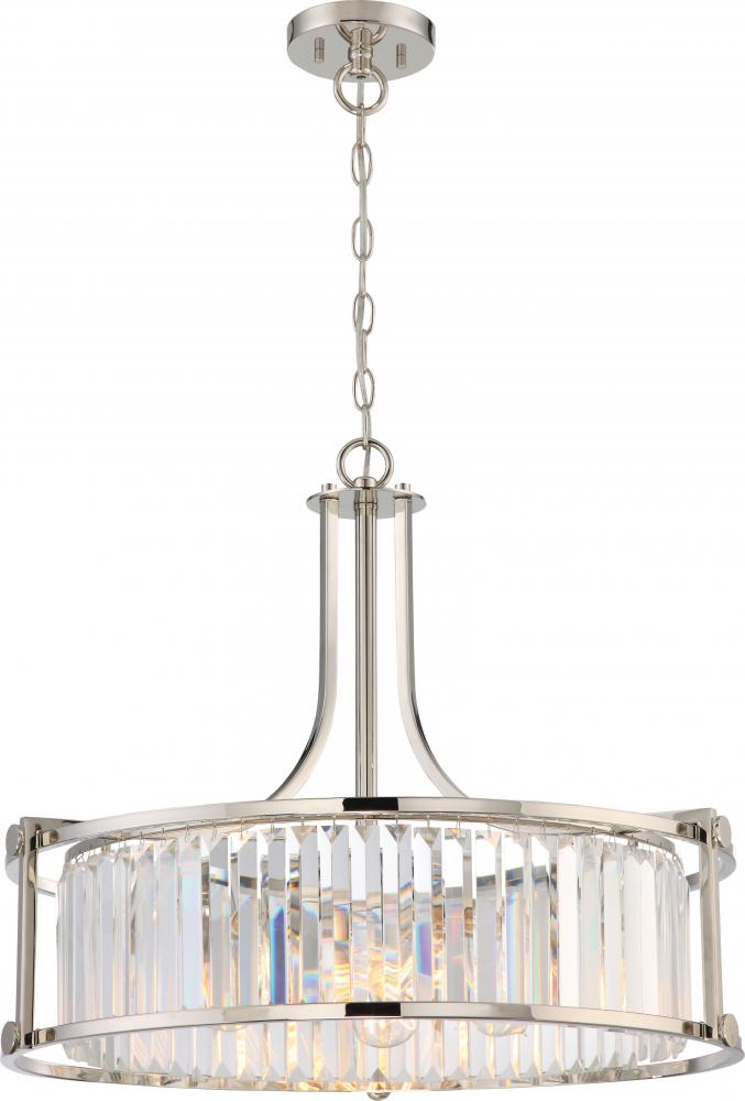 Krys- 4 Light Crystal Accent Pendant - Polished Nickel Finish