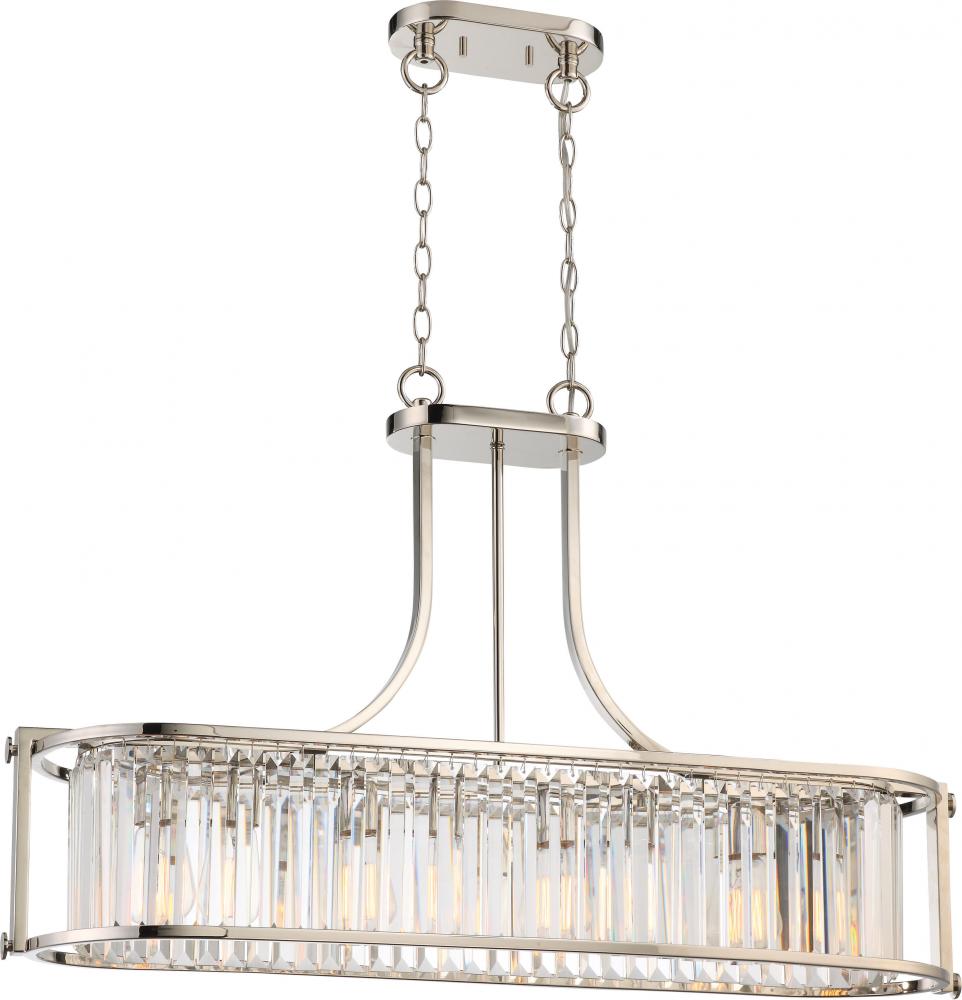 Krys- 4 Light Crystal Accent Island Pendant - Polished Nickel Finish