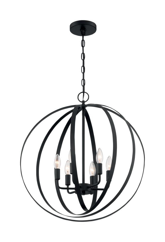 Pendleton - 6 Light Pendant with- Matte Black Finish