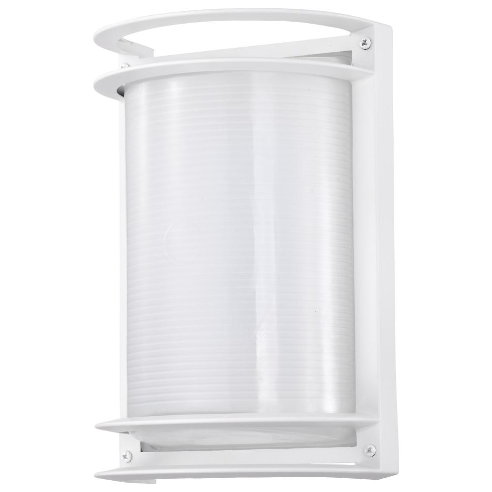 LED Rectangular Bulk Head Fixture; White Finish with White Glass