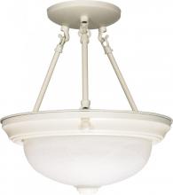 Nuvo 60/224 - 2-Light 11" Semi Flush Mount Lighting Fixture in Textured White Finish with Alabaster Glass