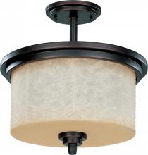 Nuvo 60/2766 - 3-Light Semi Flush Mount Ceiling Light in Patina Bronze Finish with Saddle Stone Glass