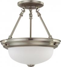 Nuvo 60/3294 - 2-Light 11" Semi Flush Mount Ceiling Light in Brushed Nickel Finish with Frosted White Glass and