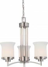 Nuvo 60/4104 - 3-Light Chandelier in Brushed Nickel Finish with White Satin Glass