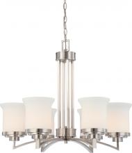 Nuvo 60/4105 - 6-Light Chandelier in Brushed Nickel Finish with White Satin Glass