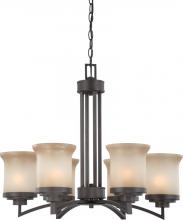 Nuvo 60/4125 - 6-Light Chandelier in Dark Chocolate Bronze Finish with Saffron Glass