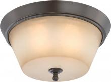 Nuvo 60/4173 - 3-Light Flush Mount Ceiling Light in Vintage Bronze Finish with Auburn Beige Glass