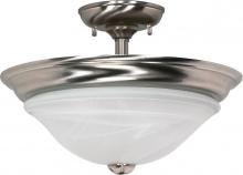 Nuvo 60/464 - 2-Light Dome Semi Flush Mount Lighting Fixture in Brushed Nickel Finish with Alabaster Glass and (2)