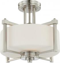 Nuvo 60/4713 - 2-Light Semi Flush Mount Ceiling Light in Brushed Nickel Finish with White Satin Glass