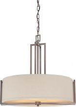 Nuvo 60/4856 - Gemini - 4 Light Pendant with Khaki Fabric Shade - Hazel Bronze Finish