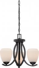 Nuvo 60/5464 - 3-Light Semi Flush Mounted Light Fixture in Textured Black Finish with Etched Opal Glass