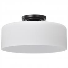  60/8035 - Warren; 13 Inch Semi Flush Mount; Gun Metal with Satin White Glass