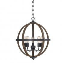 Savoy House Meridian M70041WB - 5-Light Pendant in Wood with Black