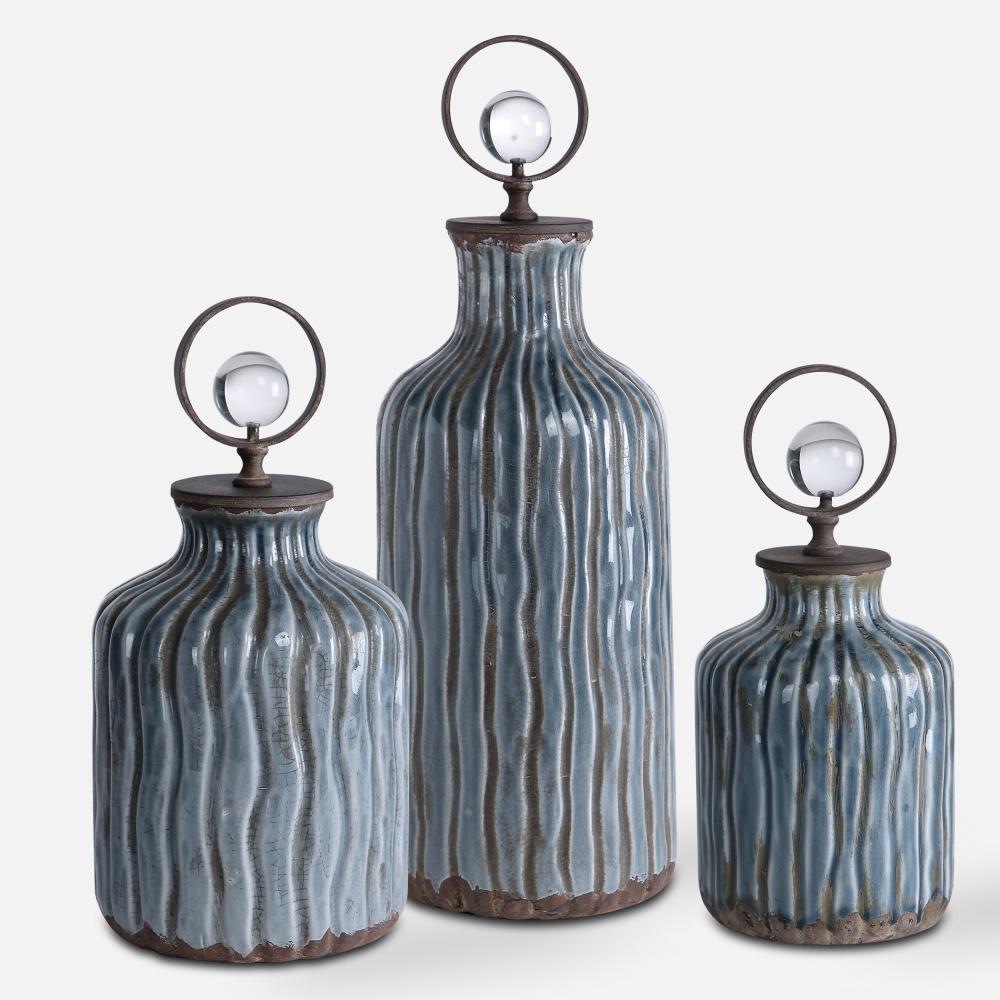 Uttermost Mathias Grey-Blue Vessels, S/3