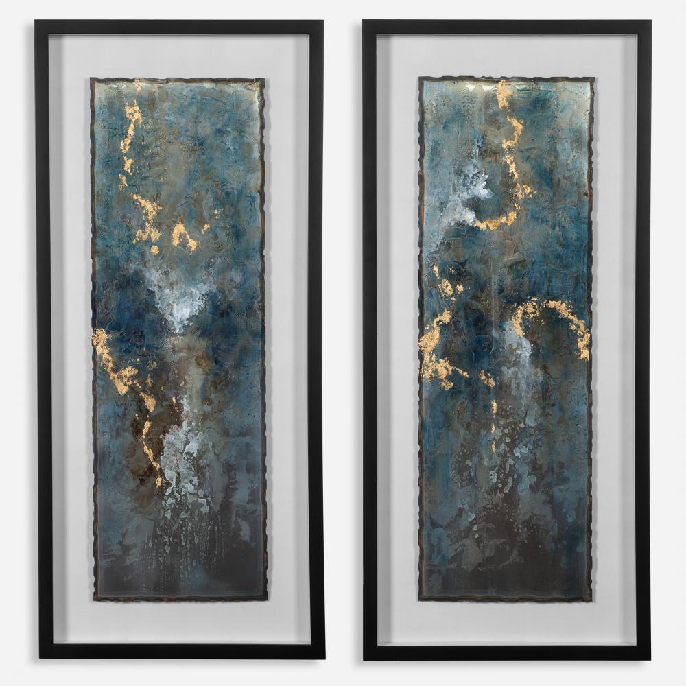 Glimmering Agate Abstract Prints, S/2